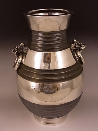 JAPANESE 20TH CENTURY LARGE SILVER VASE