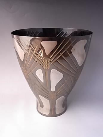 JAPANESE 20TH CENTURY BLACKED BRONZE VASE BY TERAMOTO YOSHISHIGE<br><font color=red><b>SOLD</b></font>