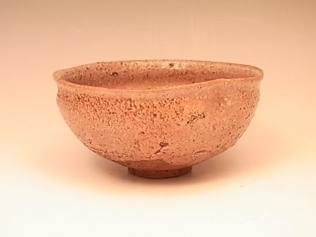 JAPAN EDO PERIOD SHIGARAKI-WARE TEABOWL WITH LACQUER PAINTED DESIGN<br><font color=red><b>SOLD</b></font> 