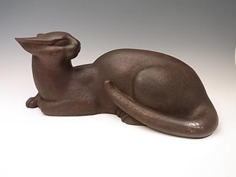 JAPANESE 1943 CARVED WOODEN CAT BY OHNO MEIZAN<br><font color=red><b>SOLD</b></font>