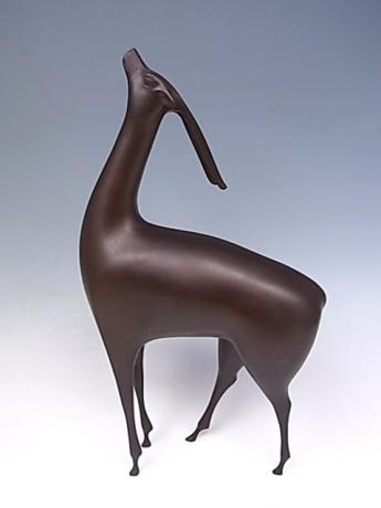 JAPANESE EARLY 20TH CENTURY BRONZE DEER BY NOSE MASAO<br><font color=red><b>SOLD</b></font>