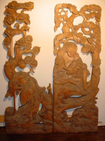 JAPANESE 19TH CENTURY CARVED WOODEN RANMA<br><font color=red><b>SOLD</b></font>