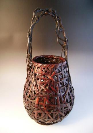 JAPANESE MID 20TH CENTURY BAMBOO BASKET<br><font color=red><b>SOLD</b></font>