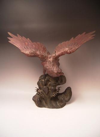 JAPANESE EARLY 20TH CENTURY BRONZE HAWK<br><font color=red><b>SOLD</b></font> 
