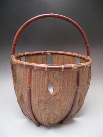 JAPANESE 20TH CENTURY BAMBOO FLOWER BASKET<br><font color=red><b>SOLD</b></font> 