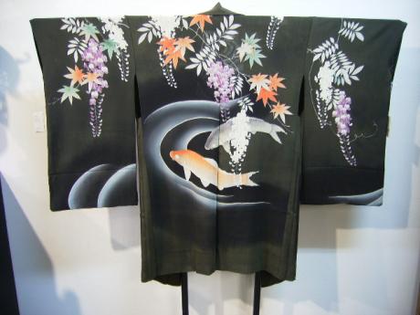 JAPANESE EARLY SHOWA PERIOD SUMMER KOI DESIGN HAORI<br><font color=red><b>SOLD</b></font>