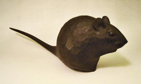 JAPANESE 20TH CENTURY CARVED AND PAINTED WOODEN RAT BY KATO TOMOHIKO